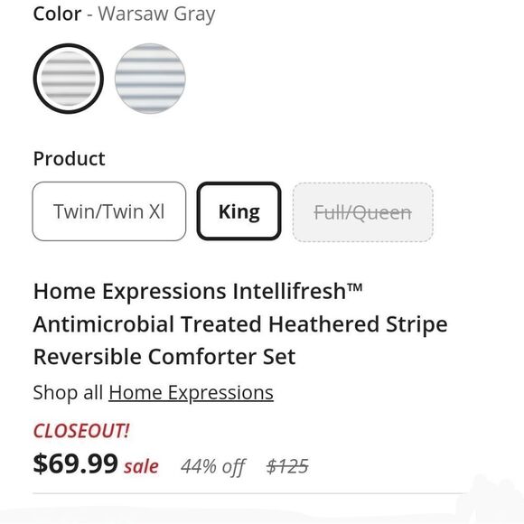 Home Expressions Grey Heathered Stripe Reversible King Set - Picture 9 of 9